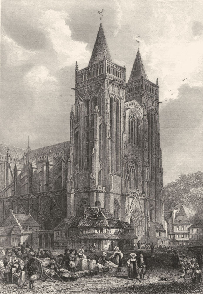 FINISTÈRE. Cathedrale de Quimper 1844 old antique vintage print picture